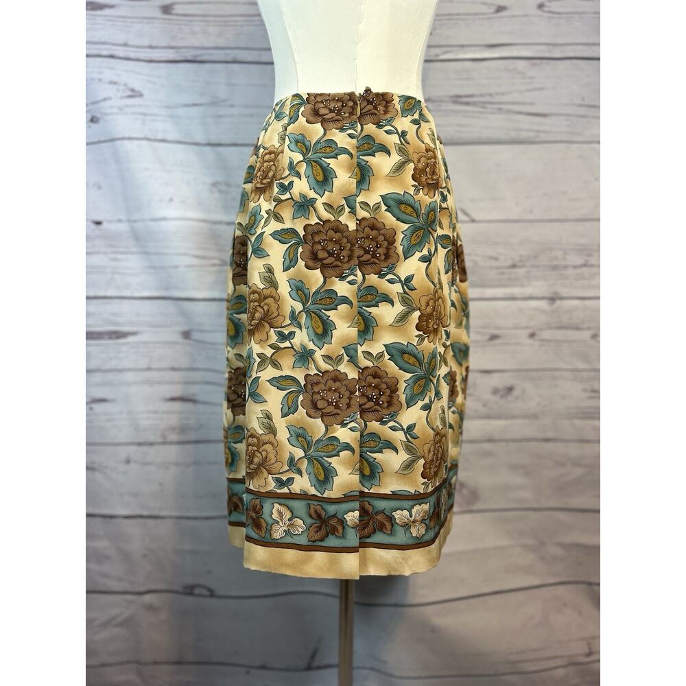 Vintage Barrie Pace Silk Floral Bandana Skirt Size 10 – Made in Korea, Back Zip - Picture 3 of 7